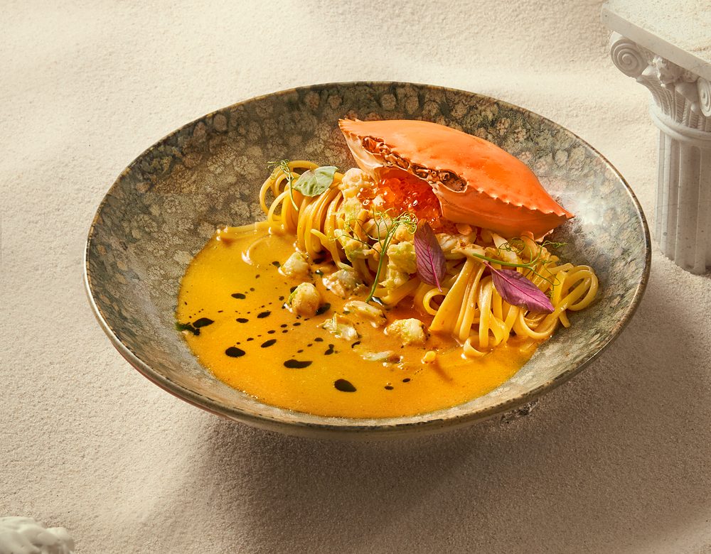 Crab linguine in bisque